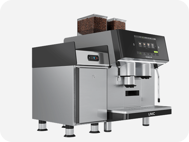 UNIC_Espresso_Machine_TANGOXP_DUO_2Hoppers_Fridge_Steamair_Superautomatic_Side